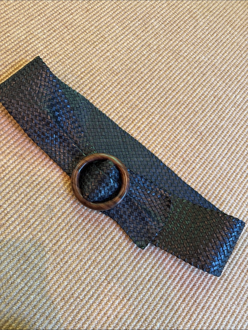 Michael Kors Wide Woven Black Leather Belt Made in Italy M